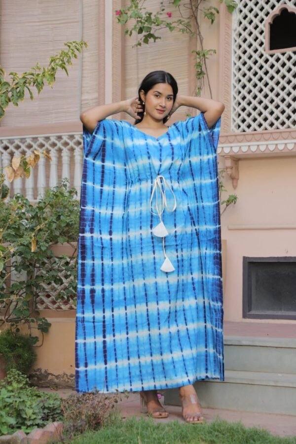 SUMMER I UNIQUE I KAFTAAN -  Blue Shibori Tie-Dye Kaftan